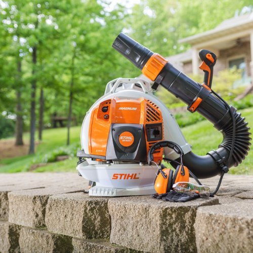 A Stihl leaf blower on display.