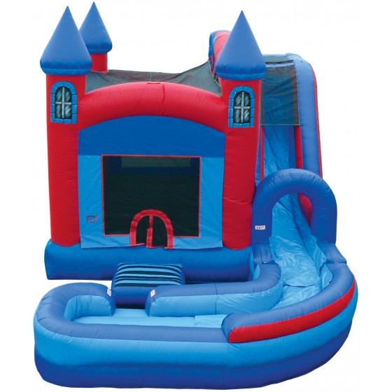 JUMP N SPLASH INFLATABLE NON SLIP WET & DRY SLIDE WITH LANDING